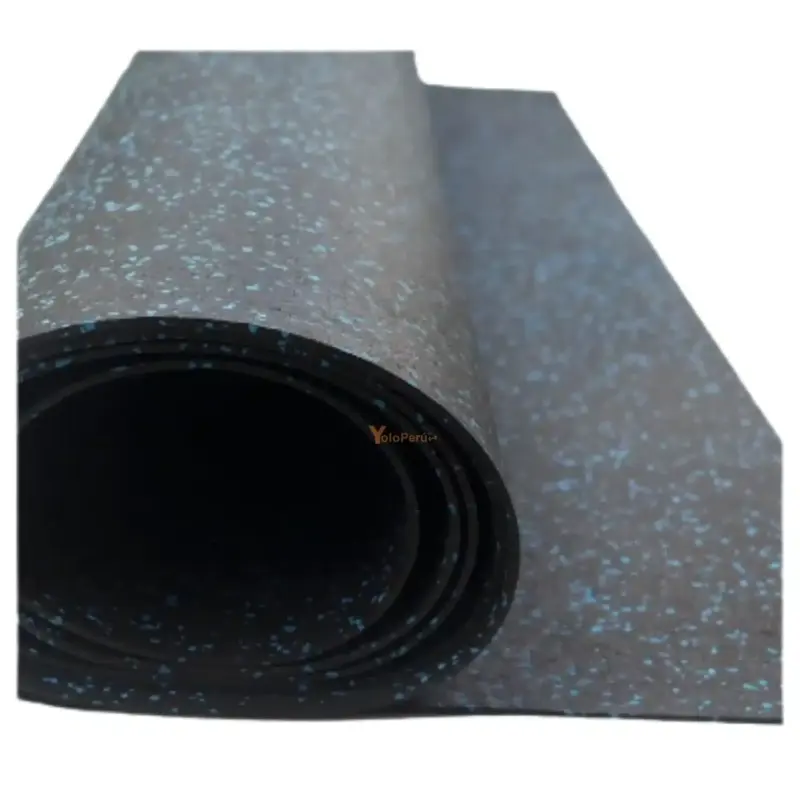 PISO DE CAUCHO 10M X 1M X 6MM AZUL CHISPEADO - Imagen 2