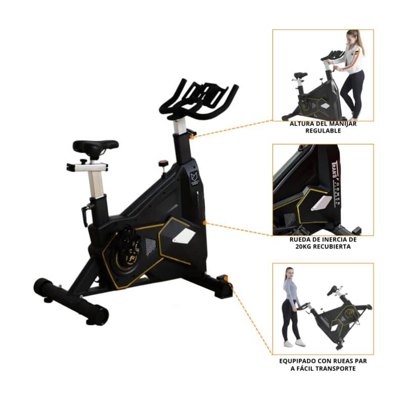 BICICLETA SPINNING DE 20KG PROFESIONAL TRANSFORMER BF SPG-1 - Imagen 5