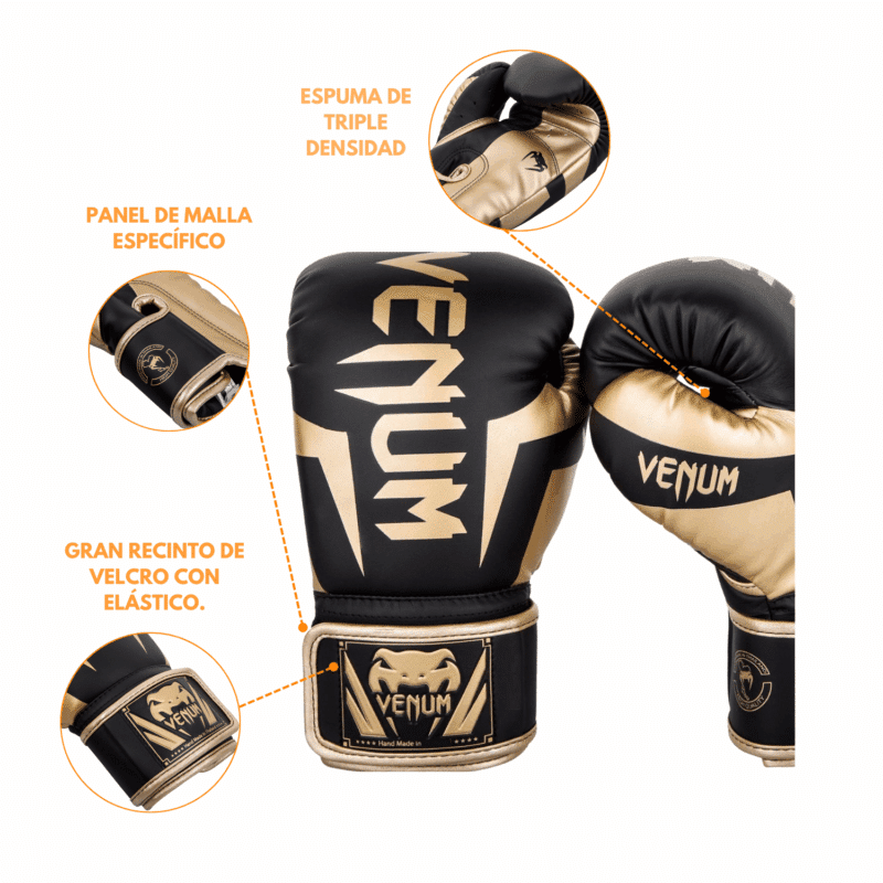 GUANTES DE BOX VENUM LOGO DORADO - Imagen 2