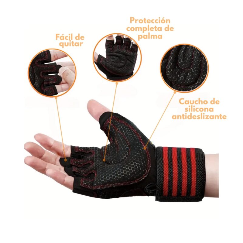 GUANTES DEPORTIVOS CON MUÑEQUERA DE POTENCIA COD3230 - Imagen 2