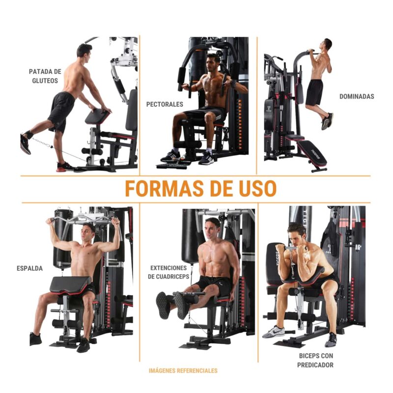 MINI GYM 3 ESTACIONES CON PRENSA MHG6320P (6 PIEZAS) - Imagen 6