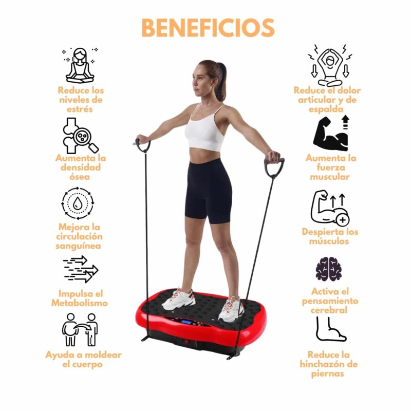 PLATAFORMA VIBRATORIA PRO-FIT C/ BLUETOOTH, USB, CONTROL Y BANDAS ELÁSTICAS - Imagen 6